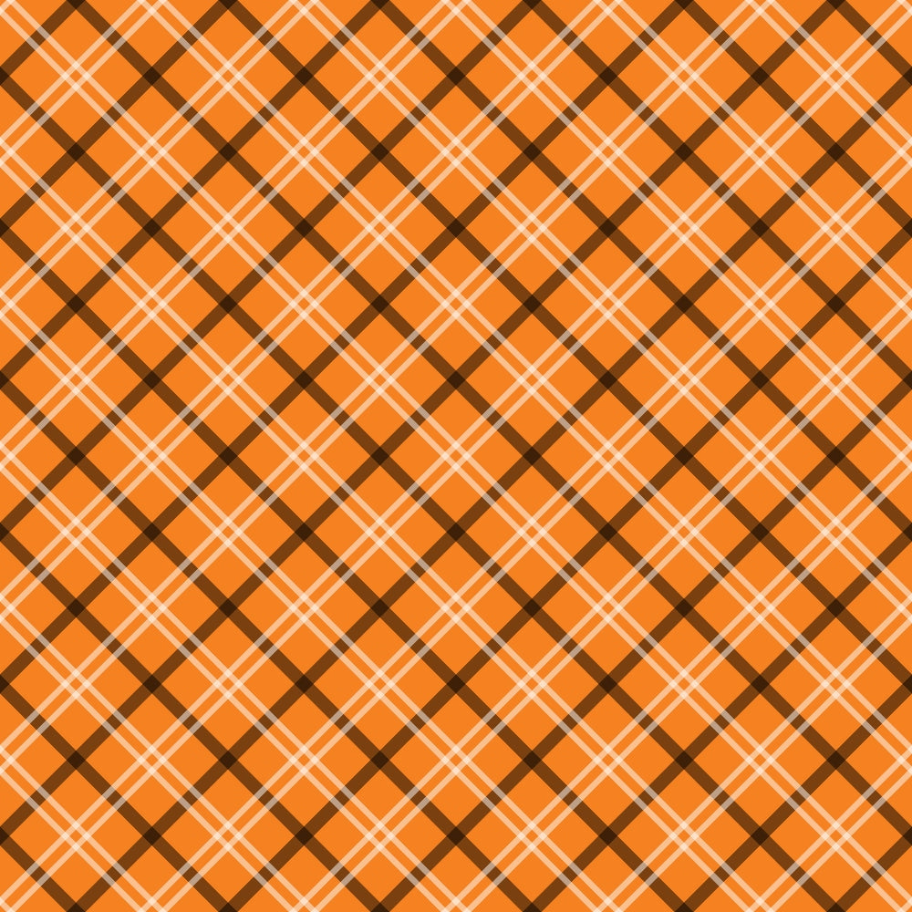 orange, brown, white, plaid pattern, diagonal stripes, tartan, checkered, geometric design, halloween colors, autumn colors,, fabric panel, seasonal fabric, crosshatch pattern, woven look, fall themed, halloween plaid, orange plaid, brown stripes, cotton fabric