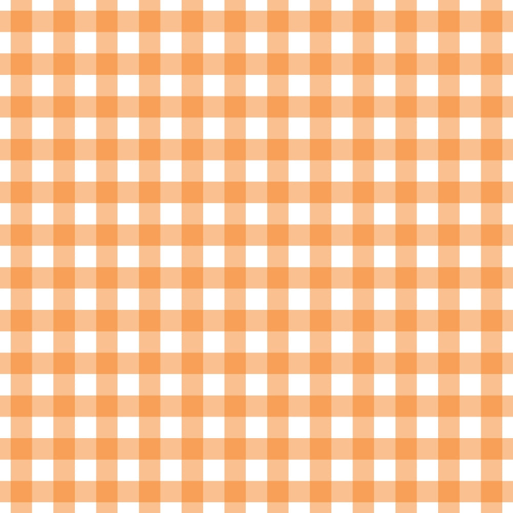 orange, white, gingham, plaid, checkered pattern,, fabric panel, halloween, autumn, fall colors, geometric design, square grid, woven appearance, seasonal fabric, craft material, sewing fabric, cotton blend, rustic charm, country style
