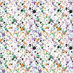 halloween, splatter pattern, paint splatters, orange, purple, green, black, white background, spooky colors, abstract dots, scattered spots,, fabric panel, halloween basics, colorful splatters, random pattern, festive, autumn colors, craft fabric, sewing material