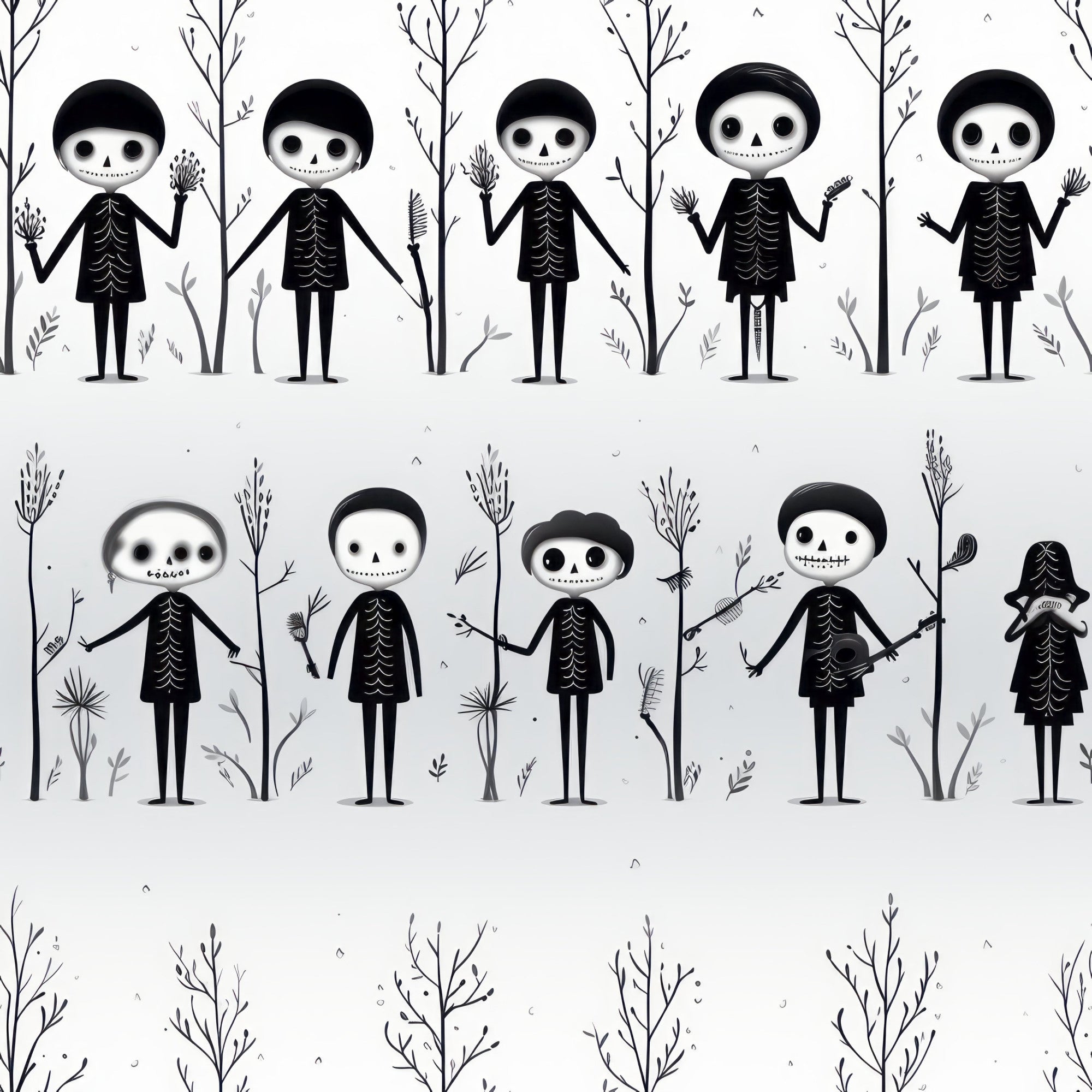 Halloween Skeleton Pattern 1 Minky Fabric