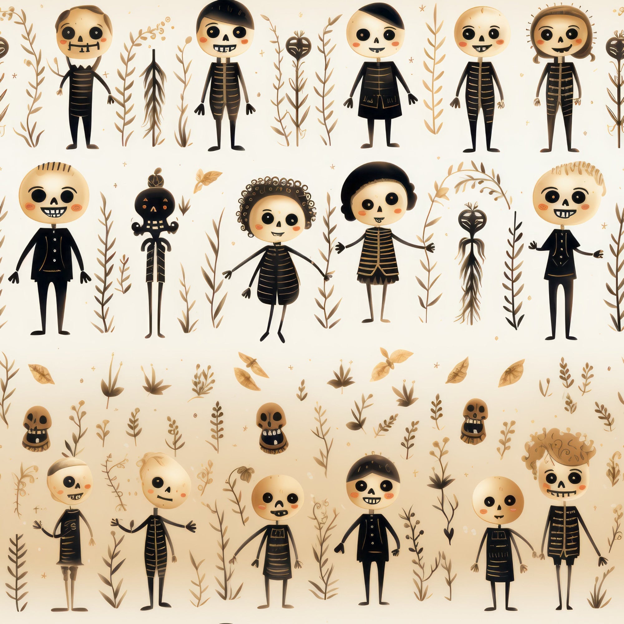 Halloween Skeleton Pattern 11 Minky Fabric
