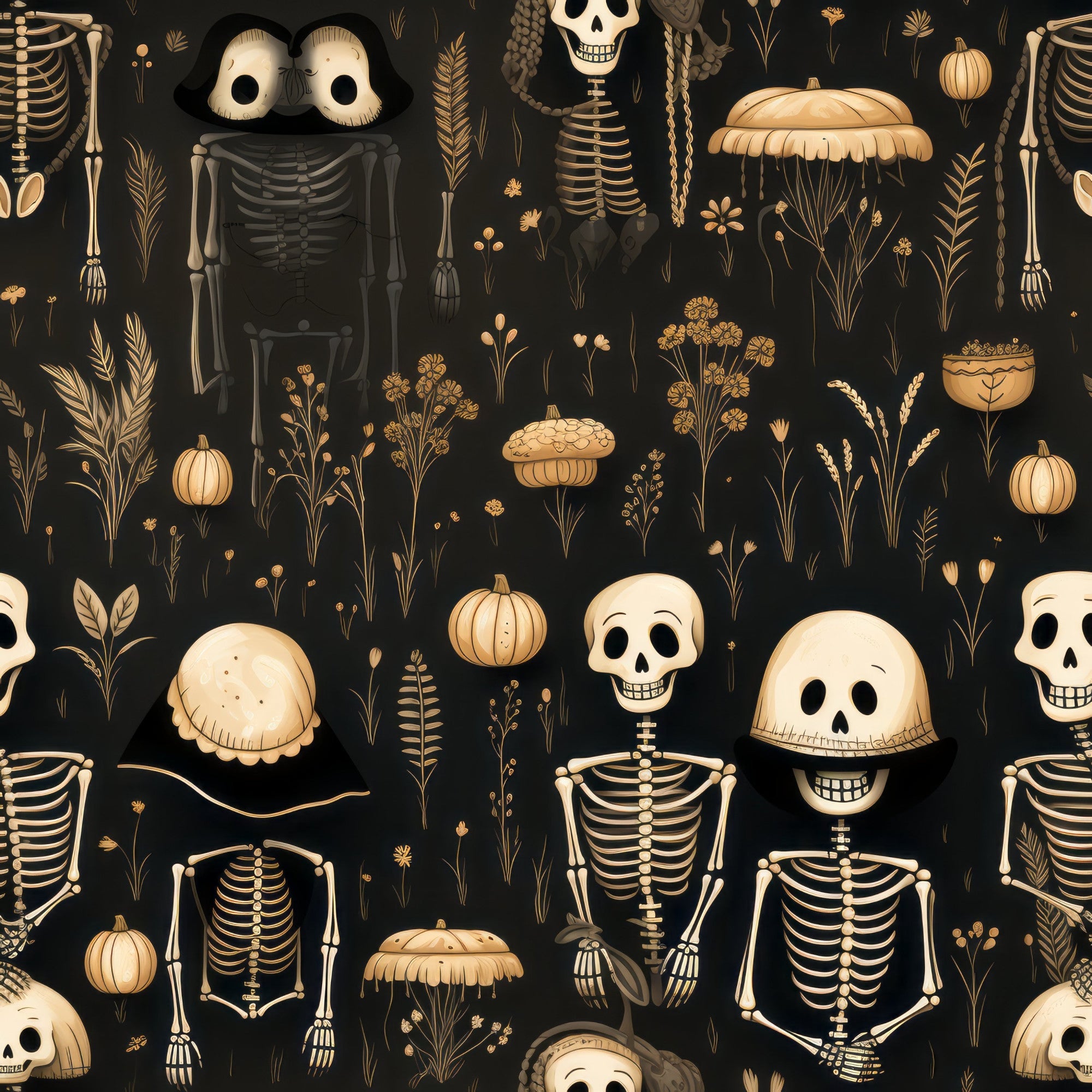 Halloween Skeleton Pattern 12 Minky Fabric