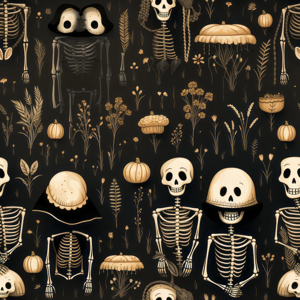 Halloween Skeleton Pattern 12 Minky Fabric