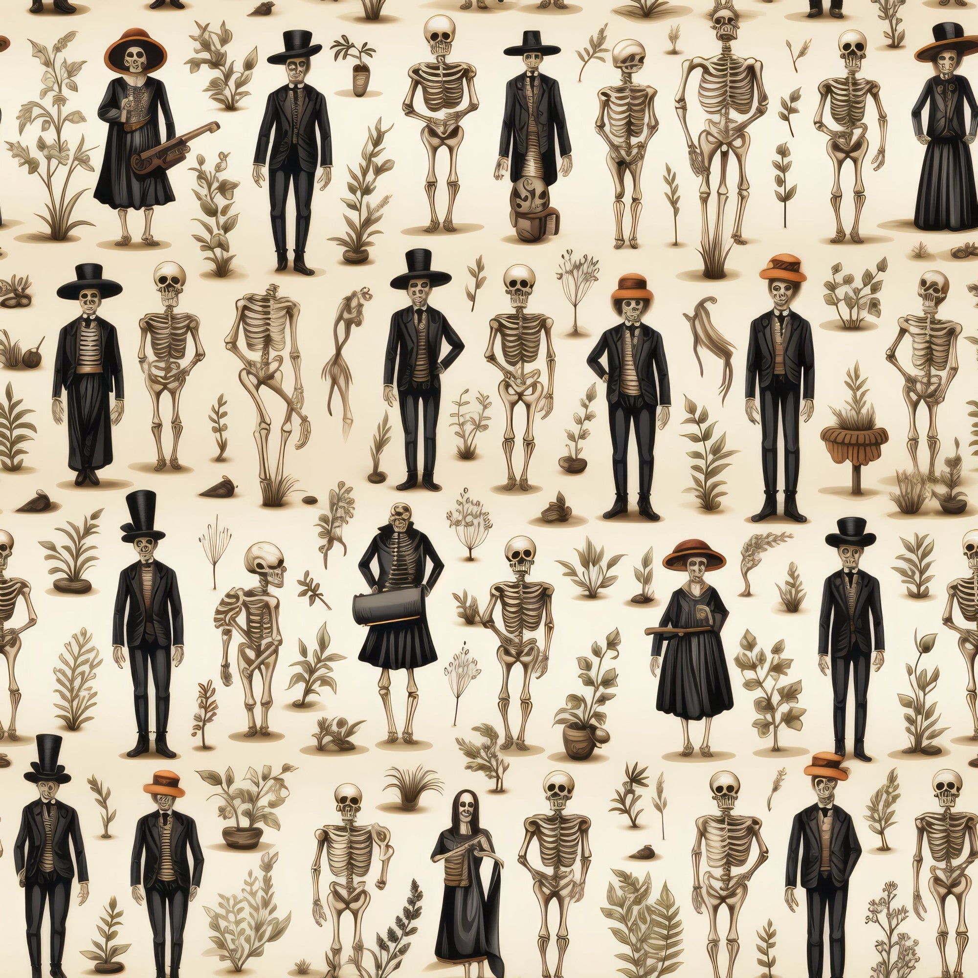 Halloween Skeleton Pattern 14 Minky Fabric