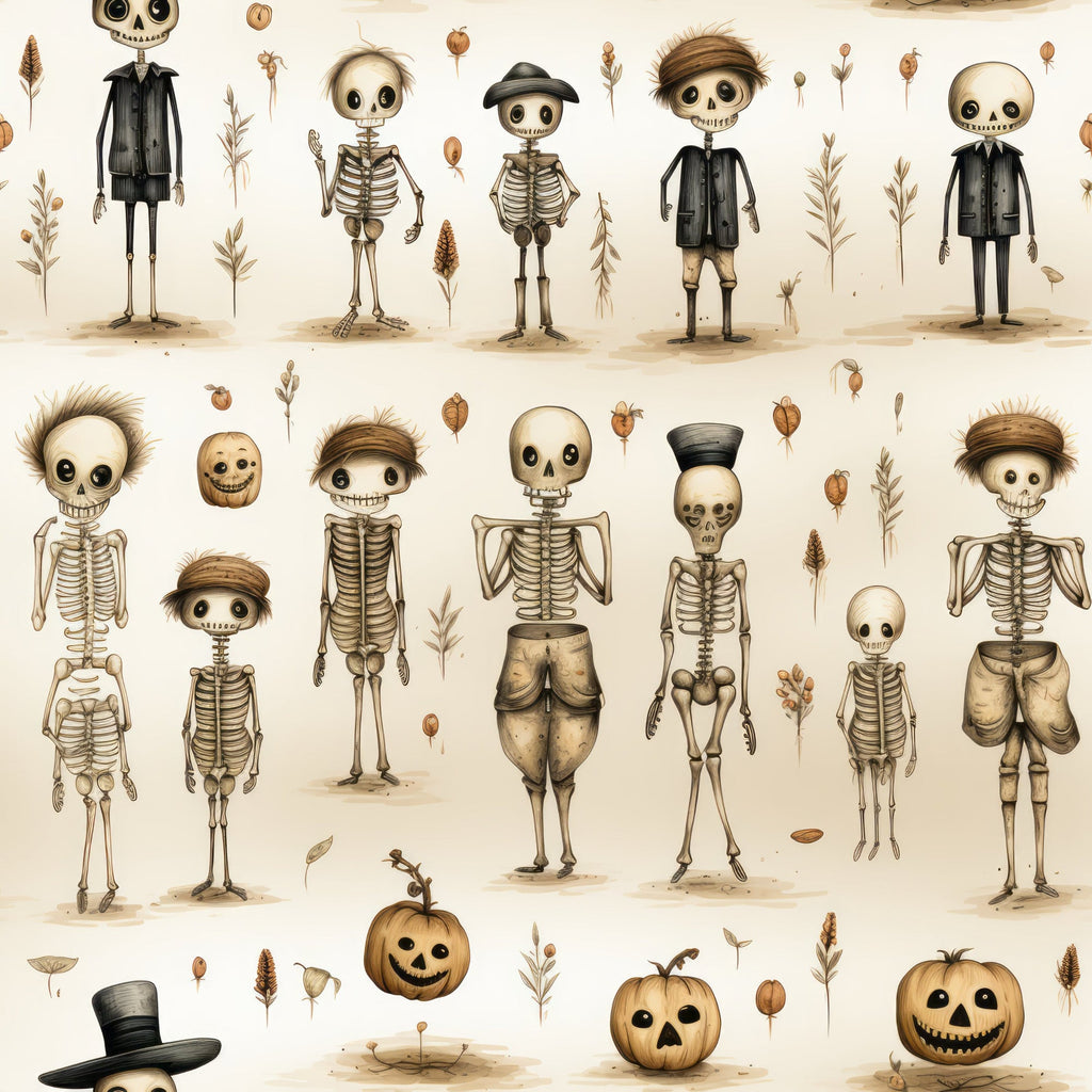 Halloween Skeleton Pattern 15 Minky Fabric