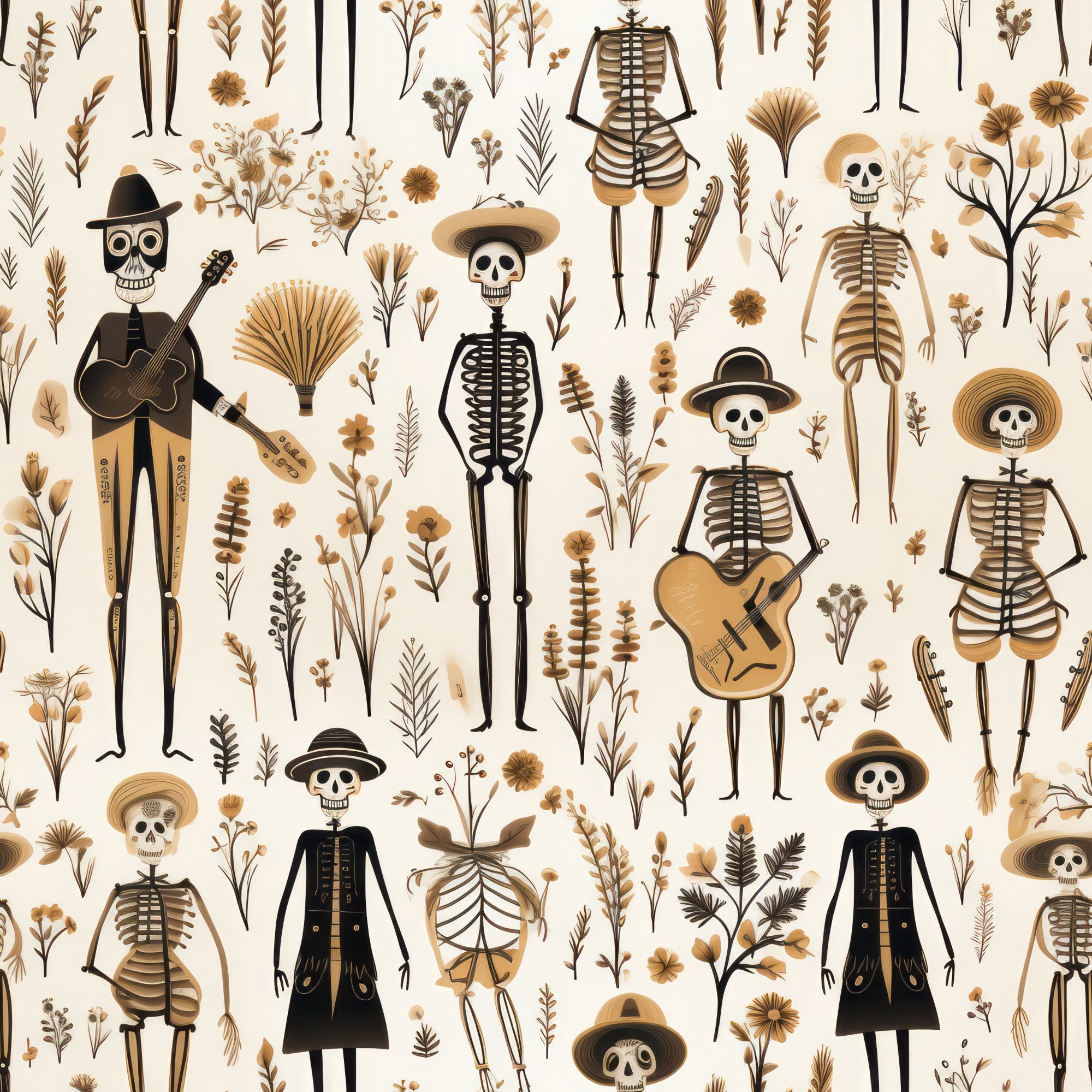 Halloween Skeleton Pattern 16 Minky Fabric