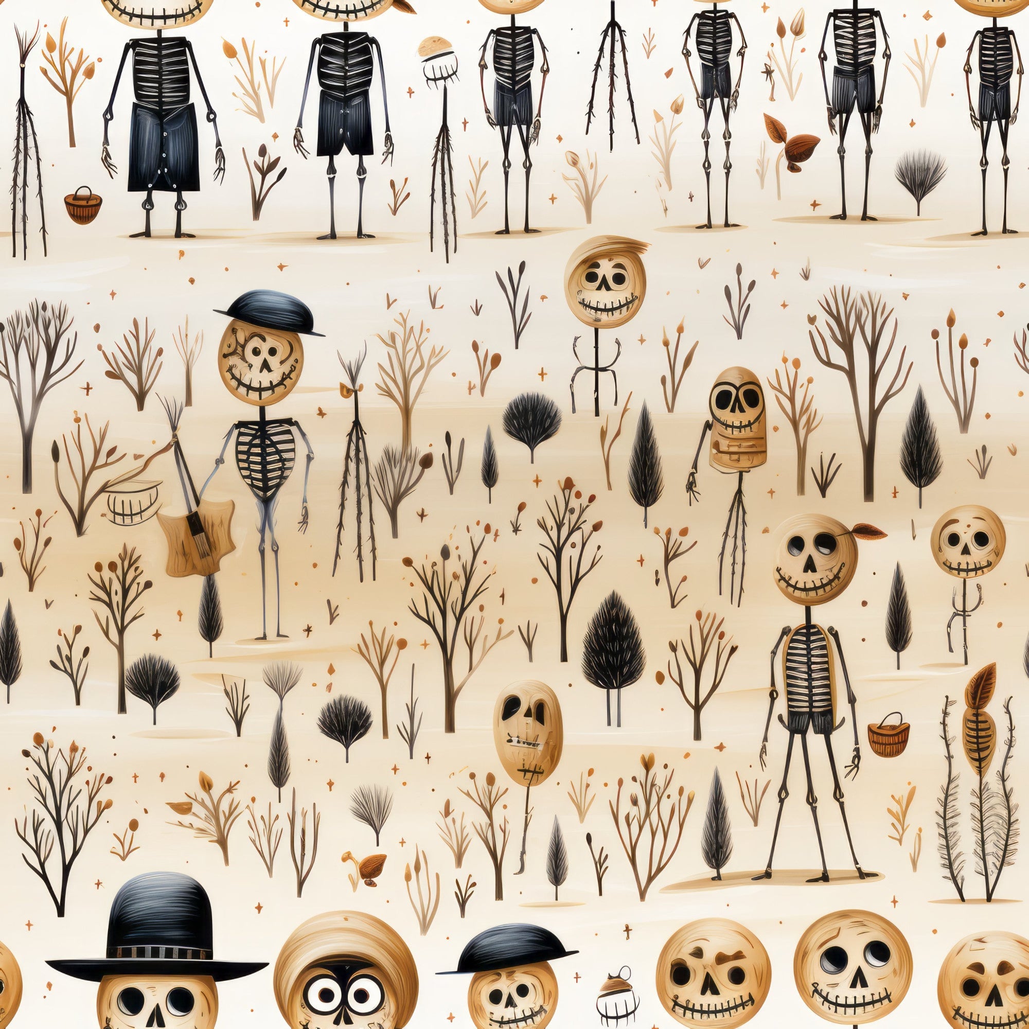 Halloween Skeleton Pattern 17 Minky Fabric