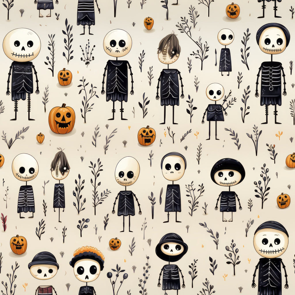 Halloween Skeleton Pattern 18 Minky Fabric