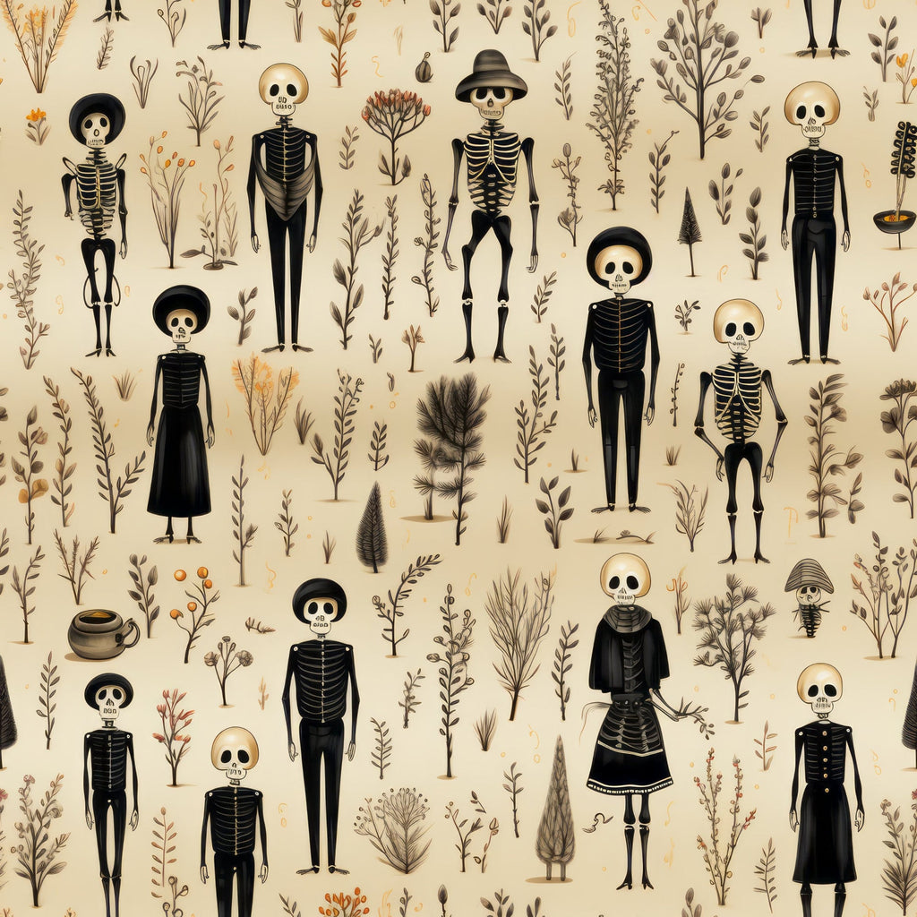Halloween Skeleton Pattern 19 Minky Fabric
