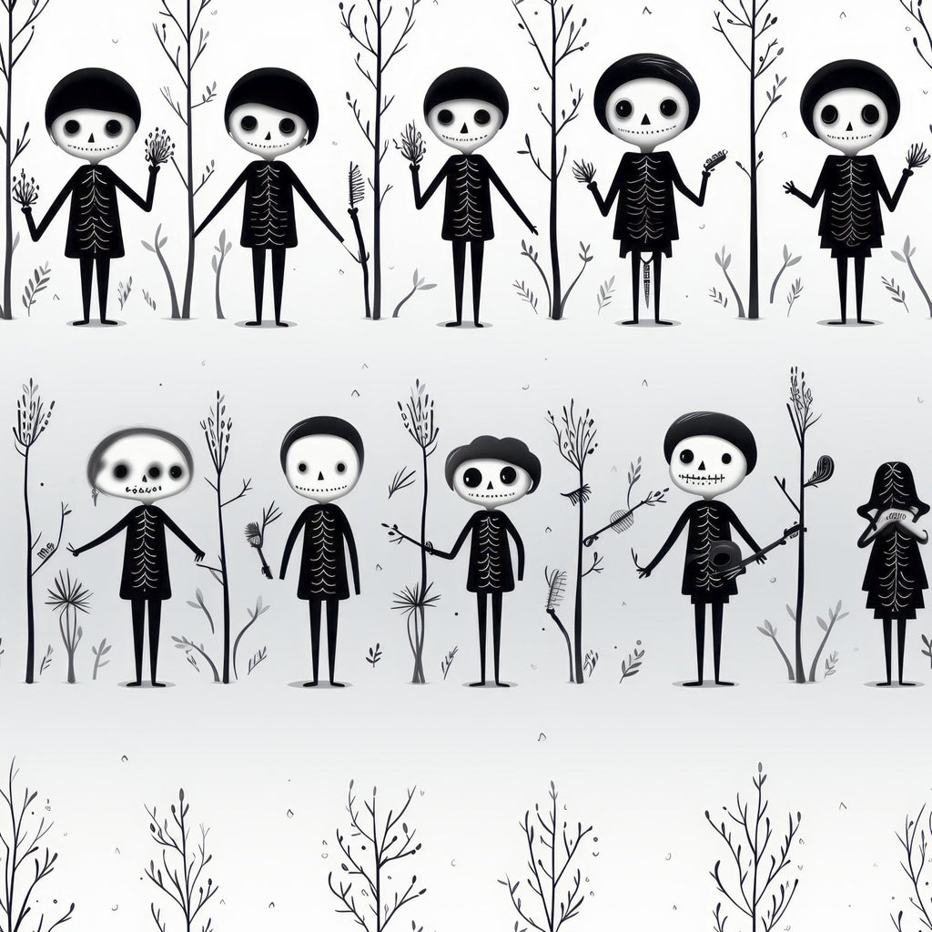 Halloween Skeleton Pattern 1 Minky Fabric