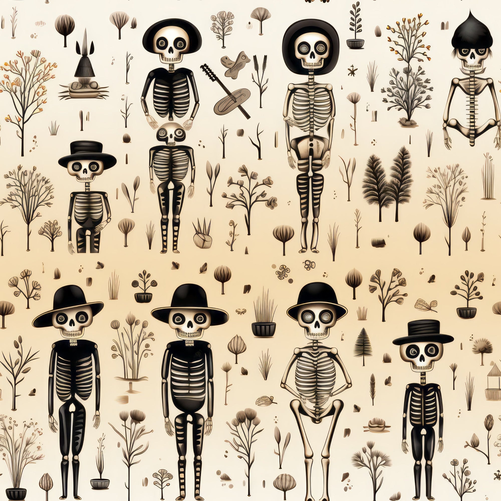 Halloween Skeleton Pattern 2 Minky Fabric