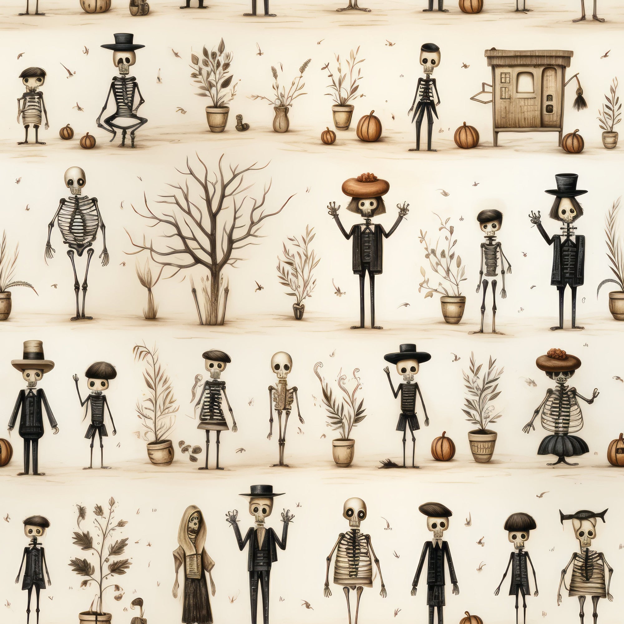 Halloween Skeleton Pattern 22 Minky Fabric