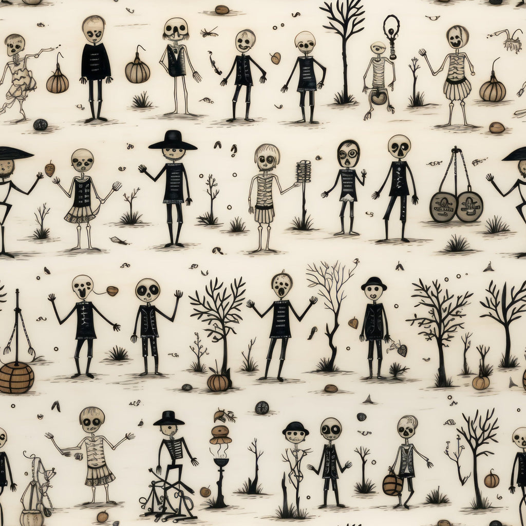 Halloween Skeleton Pattern 24 Minky Fabric