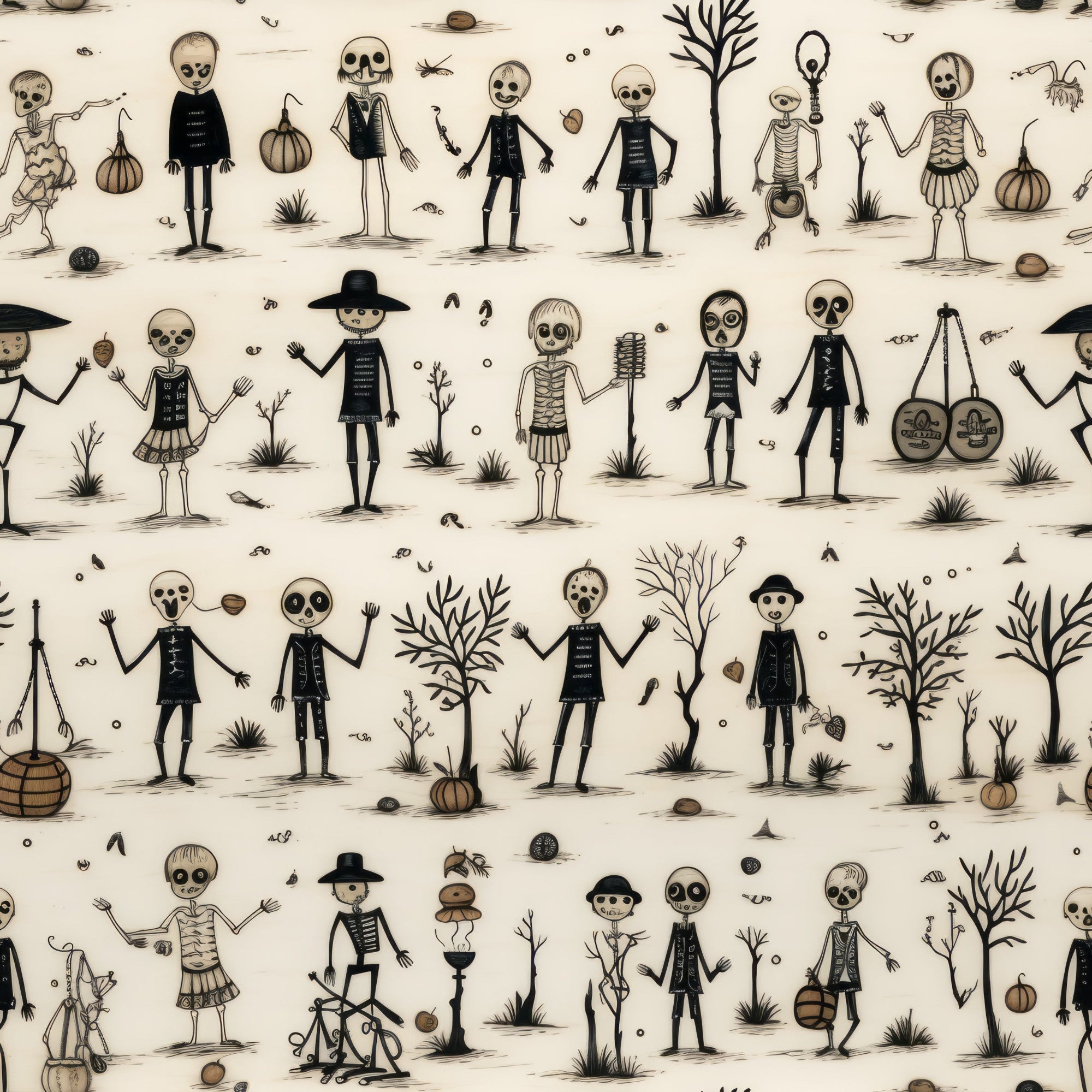 Halloween Skeleton Pattern 24 Minky Fabric