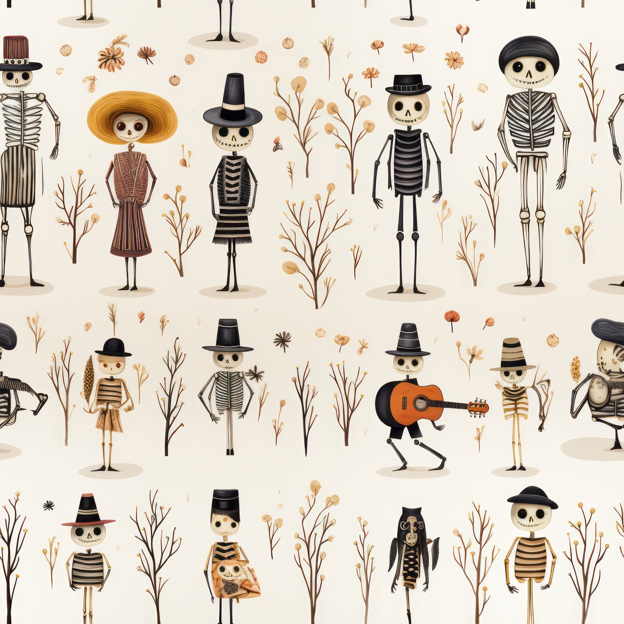 Halloween Skeleton Pattern 25 Minky Fabric