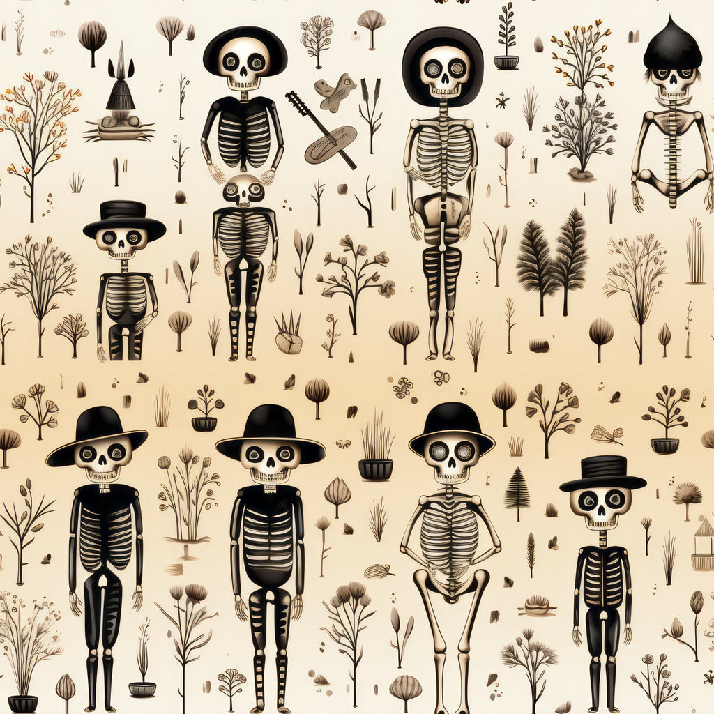 Halloween Skeleton Pattern 2 Minky Fabric