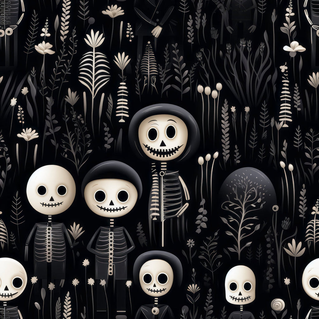 Halloween Skeleton Pattern 3 Minky Fabric