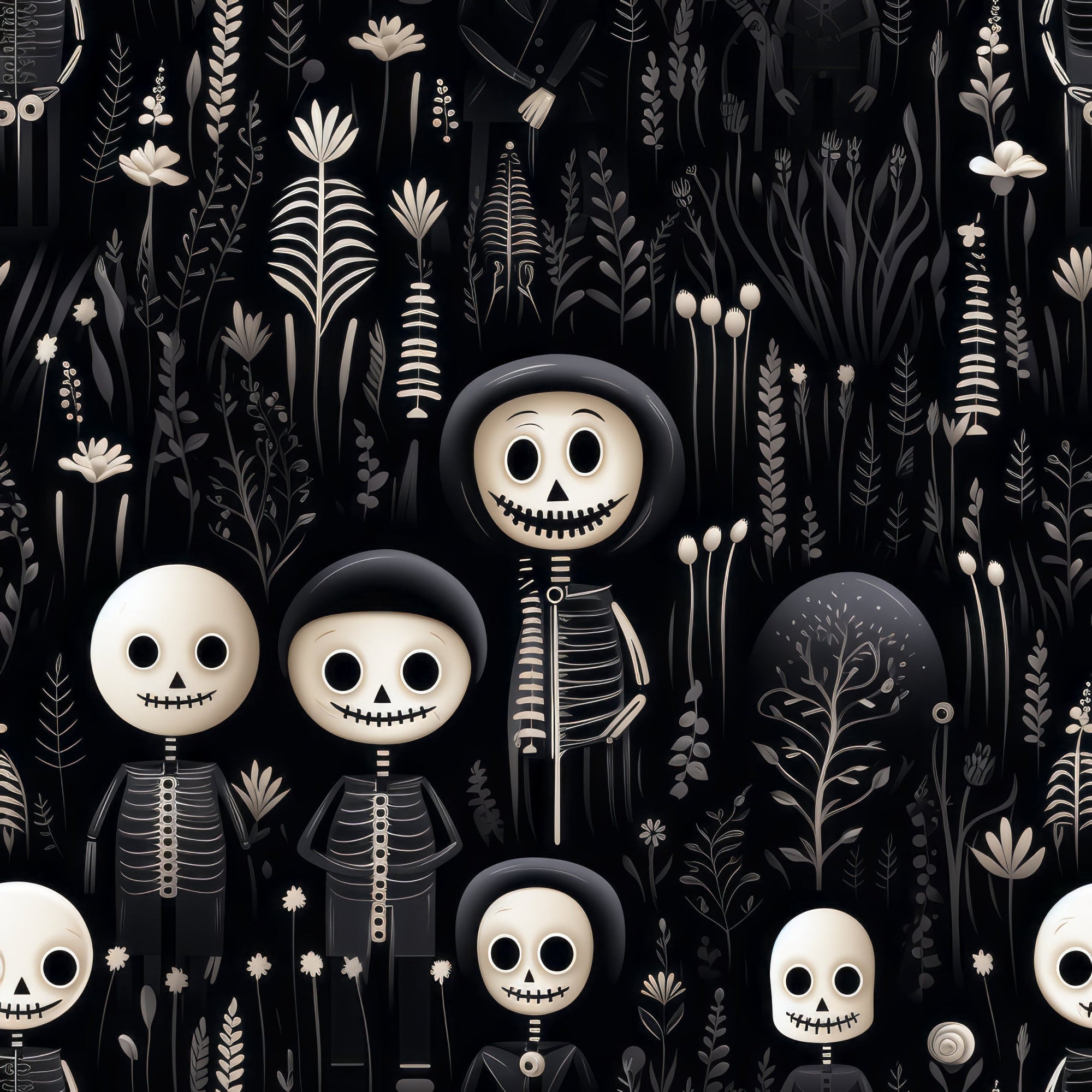 Halloween Skeleton Pattern 3 Minky Fabric