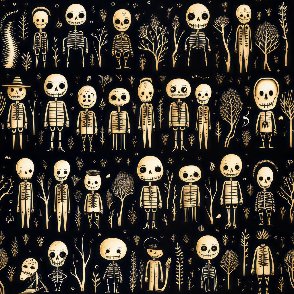 Halloween Skeleton Pattern 4 Minky Fabric