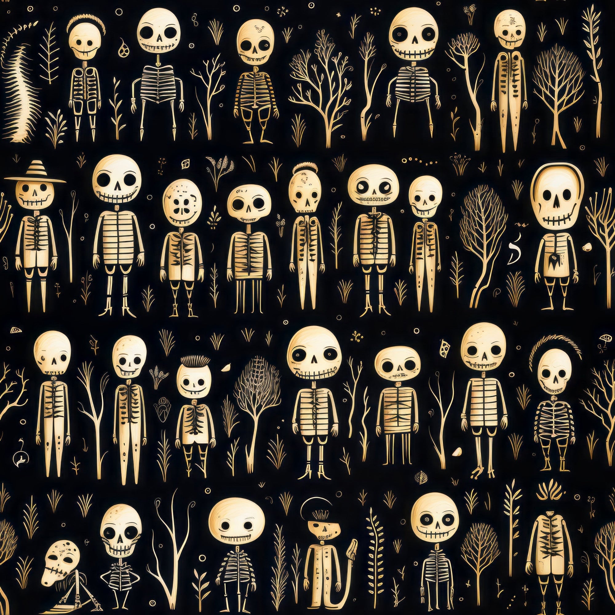 Halloween Skeleton Pattern 4 Minky Fabric