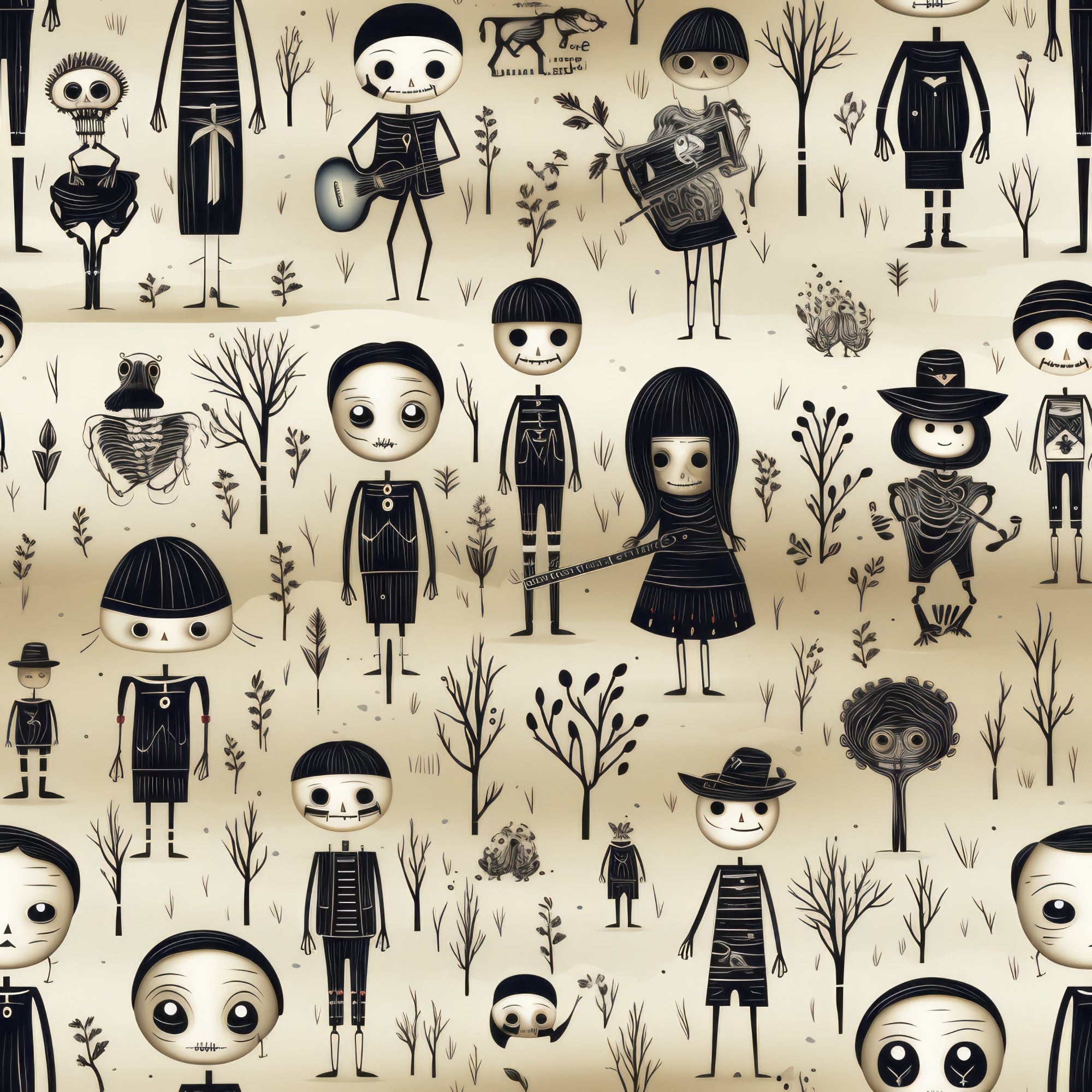 Halloween Skeleton Pattern 6 Minky Fabric