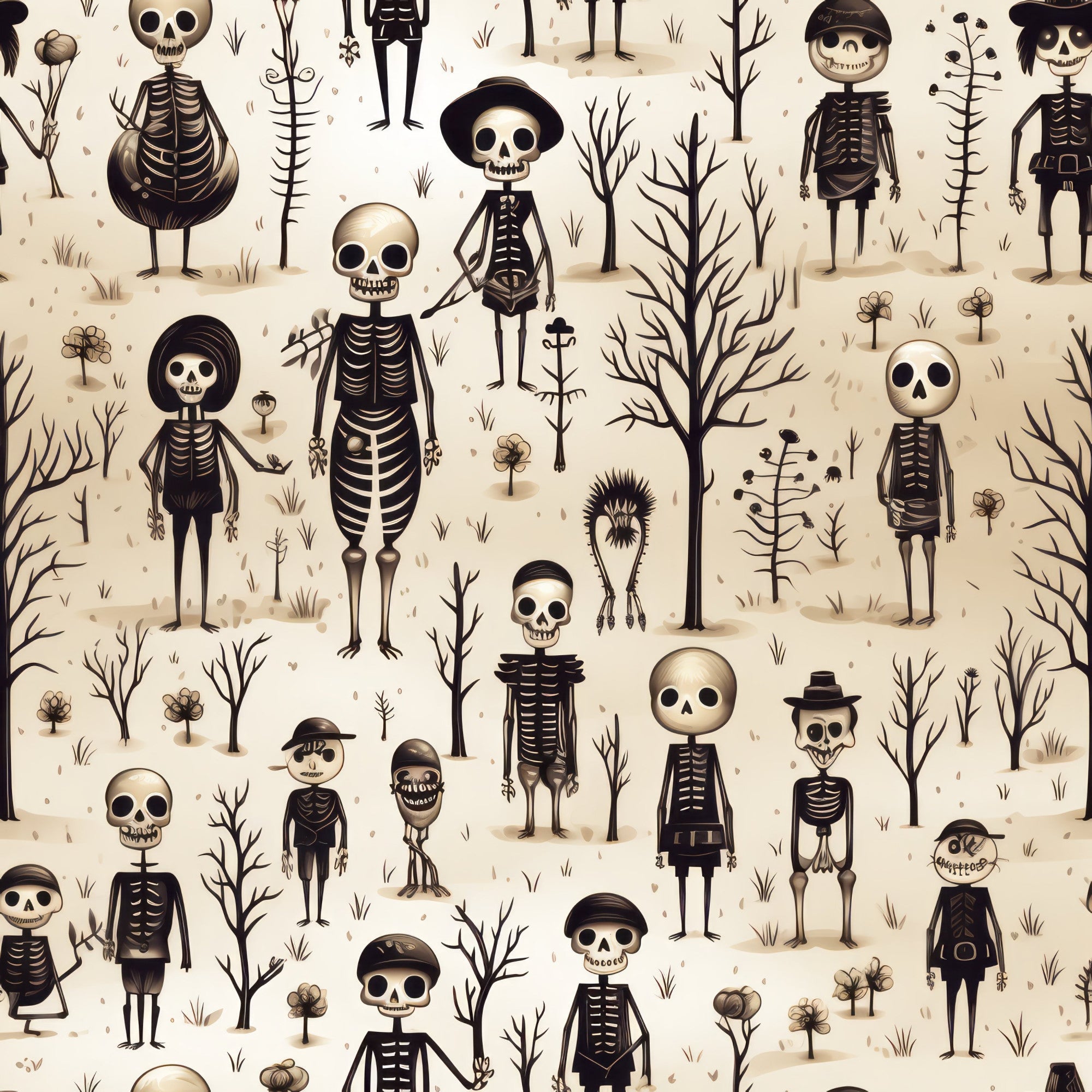 Halloween Skeleton Pattern 7 Minky Fabric