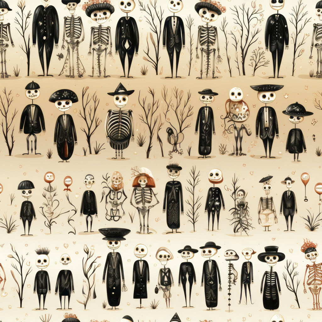 Halloween Skeleton Pattern 9 Minky Fabric
