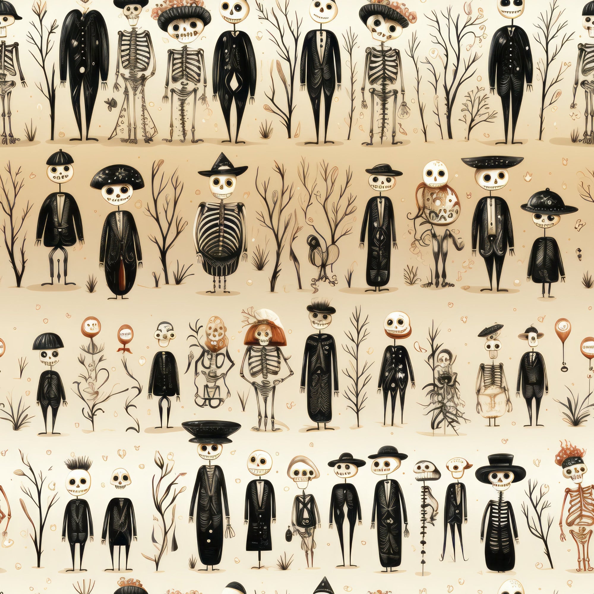 Halloween Skeleton Pattern 9 Minky Fabric