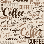 coffee themed, brown tones, beige background, hand lettered, script fonts, text pattern,, fabric panel, coffee words, beverage motif, warm colors, café inspired, scattered text, coffee lovers, kitchen theme, neutral palette, repeating pattern, coffee shop aesthetic