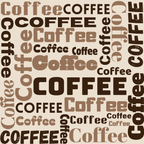 brown, coffee, beige, tan, cream, text pattern, word art, repeating design, coffee theme, beverage motif, handdrawn style,, fabric panel, casual aesthetic, kitchen theme, cafe inspired, modern design, geometric text, coffee beans, warm tones