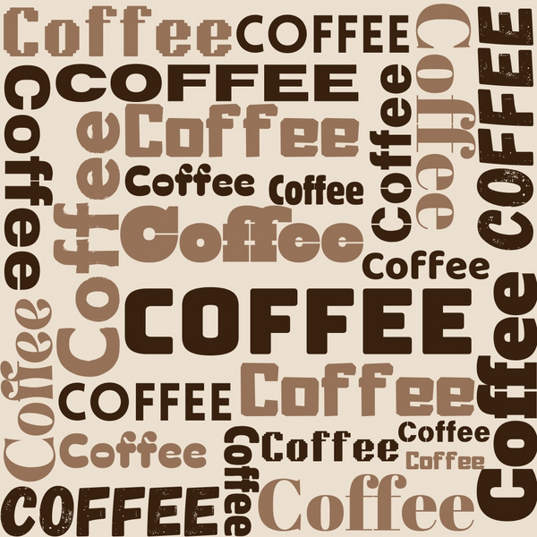 brown, coffee, beige, tan, cream, text pattern, word art, repeating design, coffee theme, beverage motif, handdrawn style,, fabric panel, casual aesthetic, kitchen theme, cafe inspired, modern design, geometric text, coffee beans, warm tones