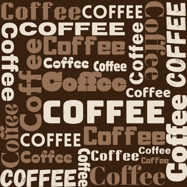 brown, coffee beans, text pattern, word collage, beverage theme, earth tones, cream, tan, mocha, chocolate brown, coffee shop, repetitive text, modern design,, fabric panel, coffee lover, cafe motif, warm colors, geometric layout, coffee culture