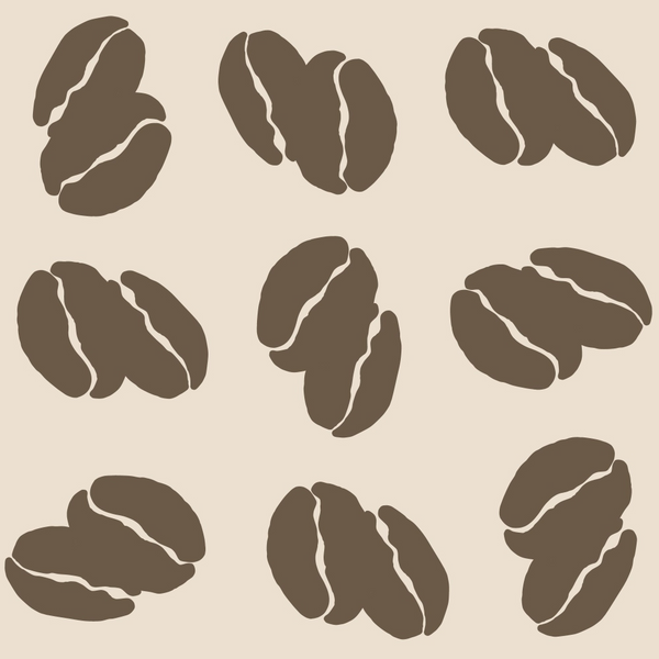brown coffee beans, beige background, hand drawn illustration, coffee pattern,, fabric panel, organic shapes, roasted beans, coffee theme, earthy tones, botanical style, kitchen motif, café inspired, natural brown, cream colored, scattered design, coffee lover, artistic rendering, repeating pattern