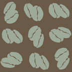 coffee beans, handdrawn, sage green, brown background, minimalist pattern, coffee themed,, fabric panel, modern illustration, beverage motif, kitchen theme, cafe style, neutral colors, simple design, coffee lover, scattered beans, organic shapes, contemporary art, muted tones