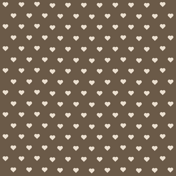 coffee brown, cream hearts, heart pattern, small hearts, repeating pattern,, fabric panel, handdrawn style, romantic motifs, warm tones, geometric hearts, love symbols, valentine theme, craft fabric, sewing material, brown background, heart grid, cute pattern, soft design