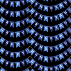 blue bunting, navy background, pennant flags, star symbols, snowflake motifs, happy hanukkah text, festival banners, geometric pattern, repeating design,, fabric panel, winter theme, jewish holiday, celebration decor, royal blue, white lettering, garland design, striped pattern, holiday fabric, cotton material