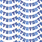 white background, blue bunting, navy blue, light blue, gradient blue, pennant flags, banner pattern, star symbols, snowflake motifs, happy hanukkah text, festival celebration, jewish holiday,, fabric panel, festive garland, decorative bunting, holiday theme, winter celebration, repeating pattern, celebration motif