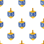 dreidel, spinning top, hebrew letters, blue, yellow, gold, white background, hanukkah, jewish holiday, festival of lights, repeating pattern, geometric design, religious symbols, holiday motif,, fabric panel, celebration theme, winter holiday, cultural pattern, festive design