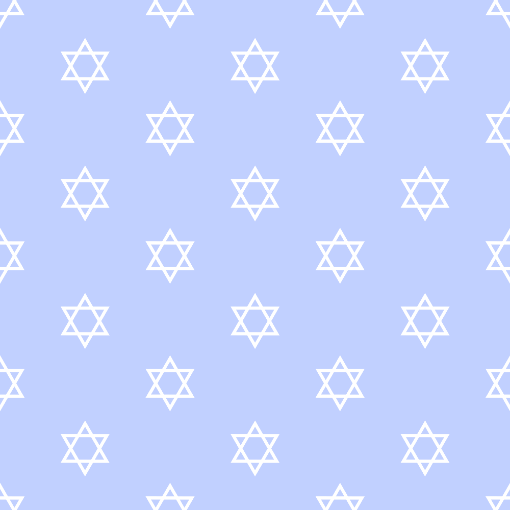 periwinkle blue, cream white, star of david, six-pointed stars, geometric pattern, repeating motif, hanukkah theme, jewish holiday, festival of lights,, fabric panel, light blue background, symmetrical design, religious symbols, holiday celebration, winter festival, spiritual motifs, crafting material, sewing fabric