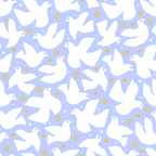 periwinkle blue, white doves, peace birds, golden stars, star of david, hanukkah pattern, festival of lights,, fabric panel, flying doves, celestial design, jewish holiday, religious symbols, soft pastels, whimsical illustration, repeating pattern, cotton fabric, craft material, spiritual theme