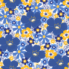 navy blue, golden yellow, white background, floral pattern, large blooms, small flowers, botanical design, leaves, stems, cheerful mood, bright colors,, fabric panel, seamless repeat, modern floral, festival theme, decorative flowers, blue and yellow, cotton fabric, quilting material