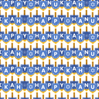 blue, white, yellow, orange, hanukkah, menorah, star of david, geometric pattern, repeating design, holiday theme, festival of lights, jewish celebration,, fabric panel, candles, religious symbols, winter holiday, circular motifs, chevron pattern, celebratory mood