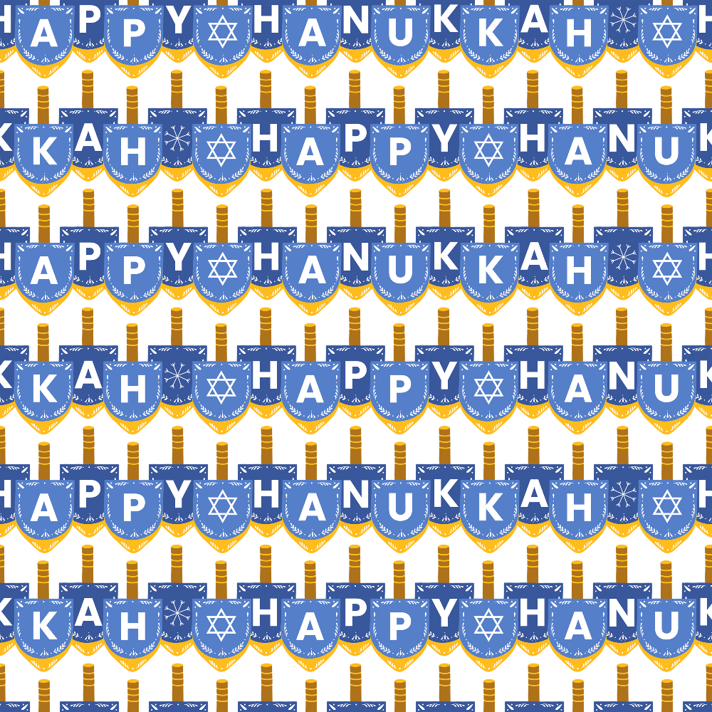 blue, white, yellow, orange, hanukkah, menorah, star of david, geometric pattern, repeating design, holiday theme, festival of lights, jewish celebration,, fabric panel, candles, religious symbols, winter holiday, circular motifs, chevron pattern, celebratory mood