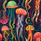 Happy Jellyfish Pattern 1 Minky Fabric