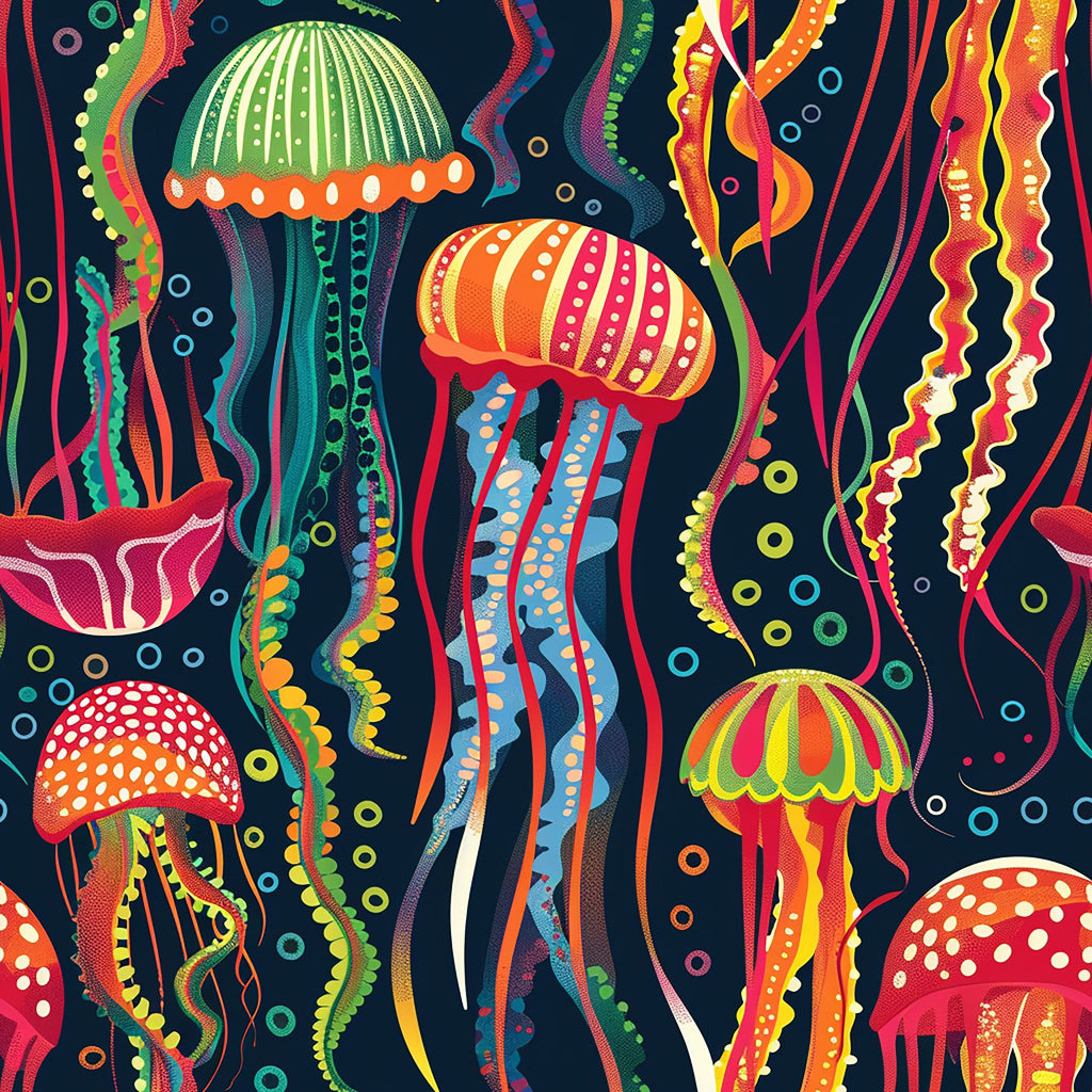 Happy Jellyfish Pattern 1 Minky Fabric