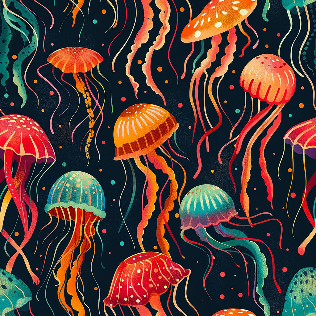 Happy Jellyfish Pattern 2 Minky Fabric
