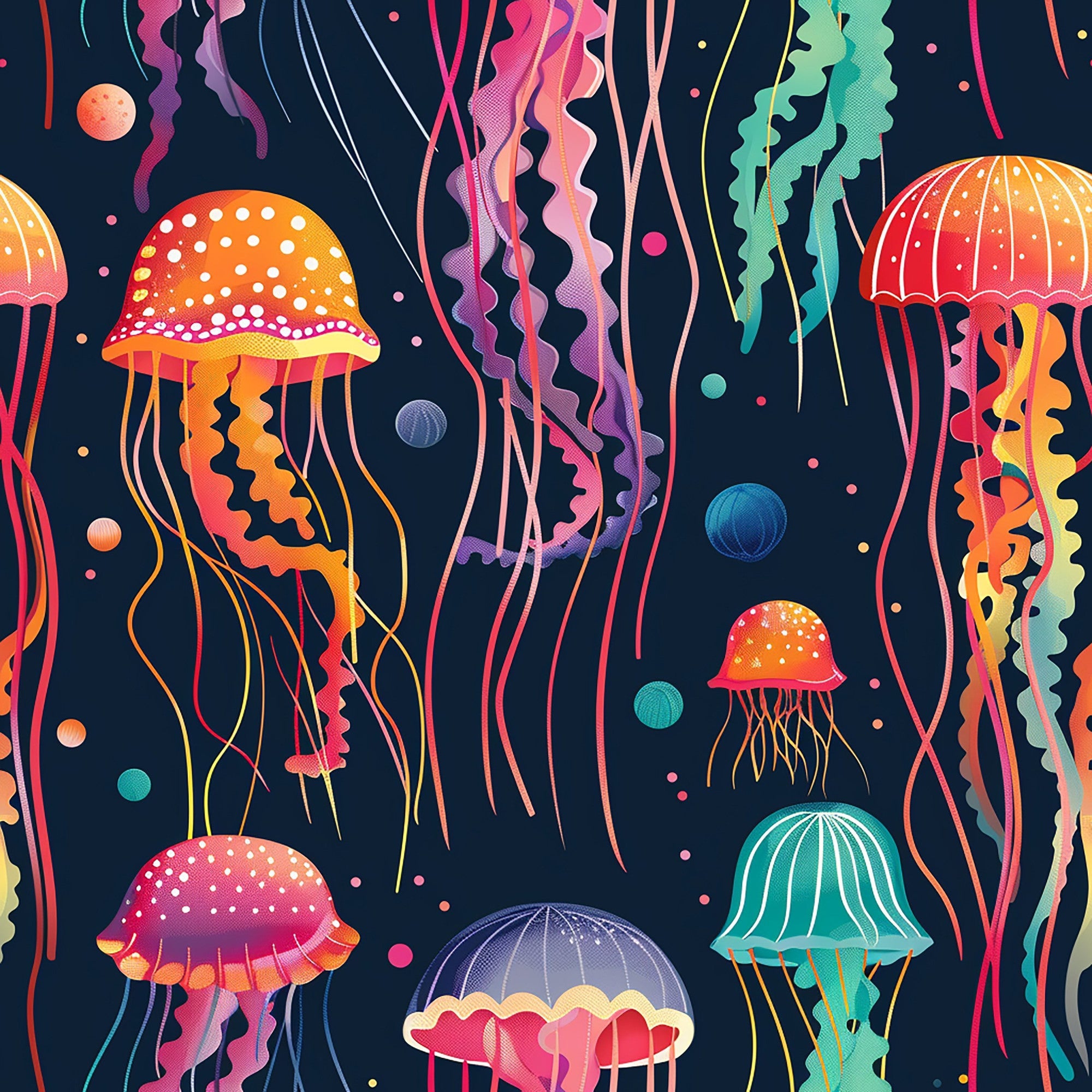 Happy Jellyfish Pattern 3 Minky Fabric