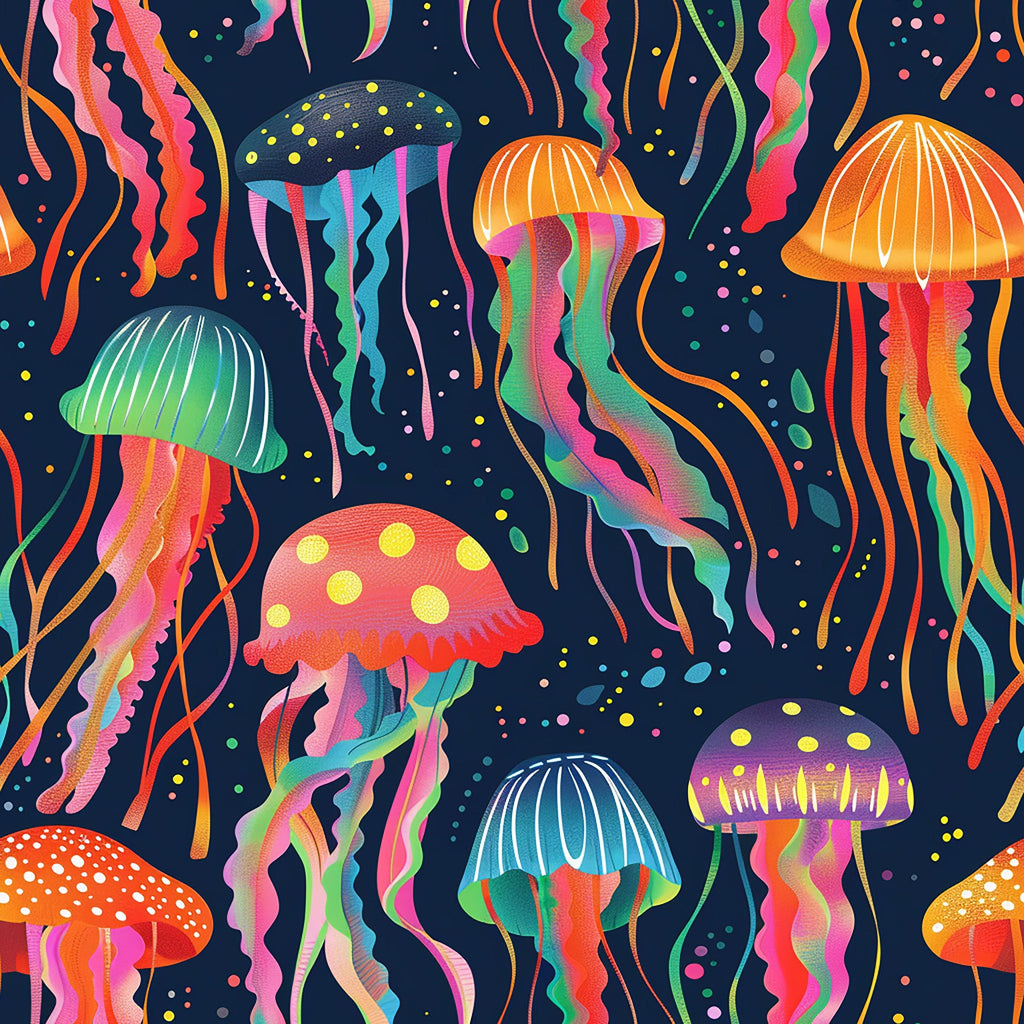 Happy Jellyfish Pattern 4 Minky Fabric