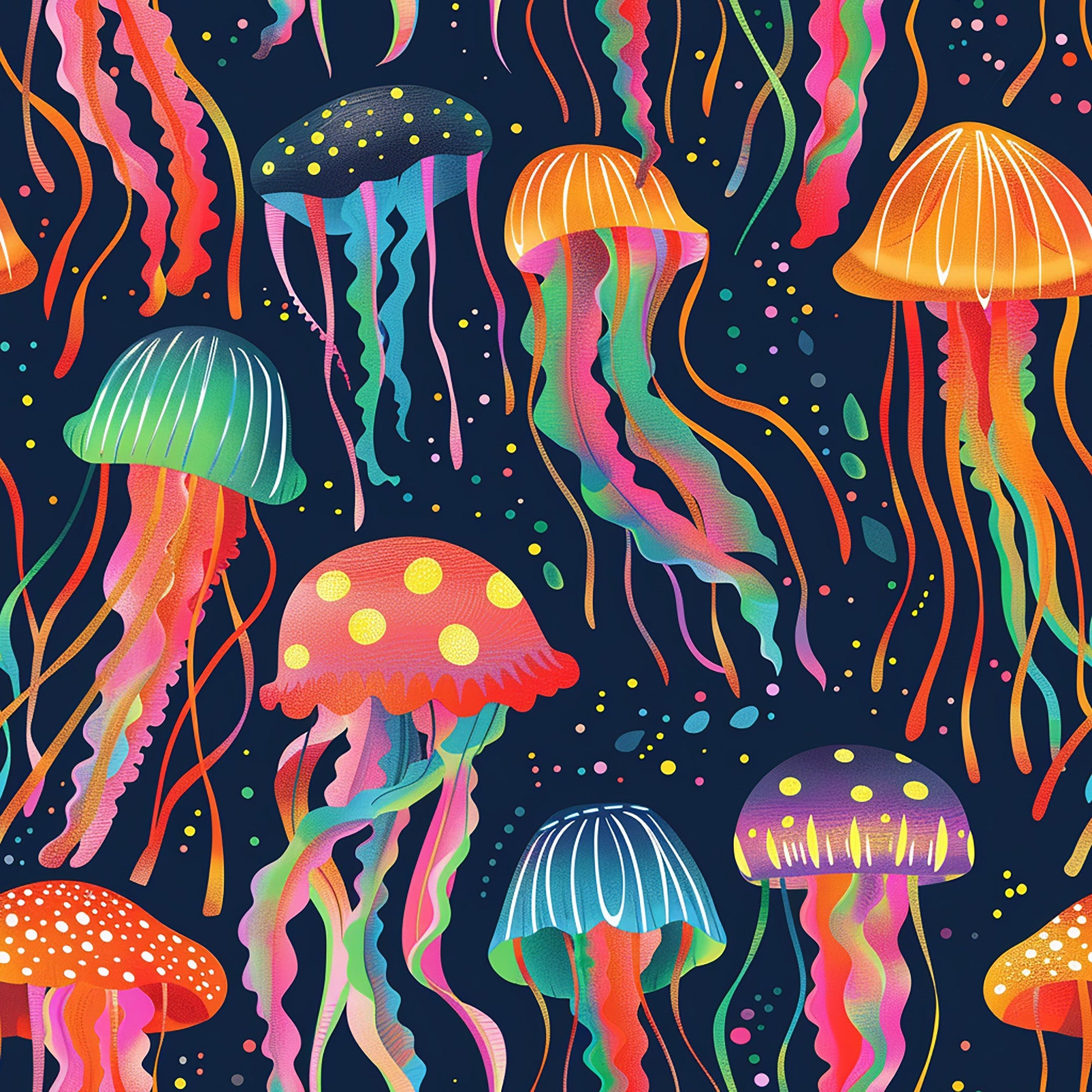 Happy Jellyfish Pattern 4 Minky Fabric