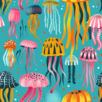 Happy Jellyfish Pattern 8 Minky Fabric